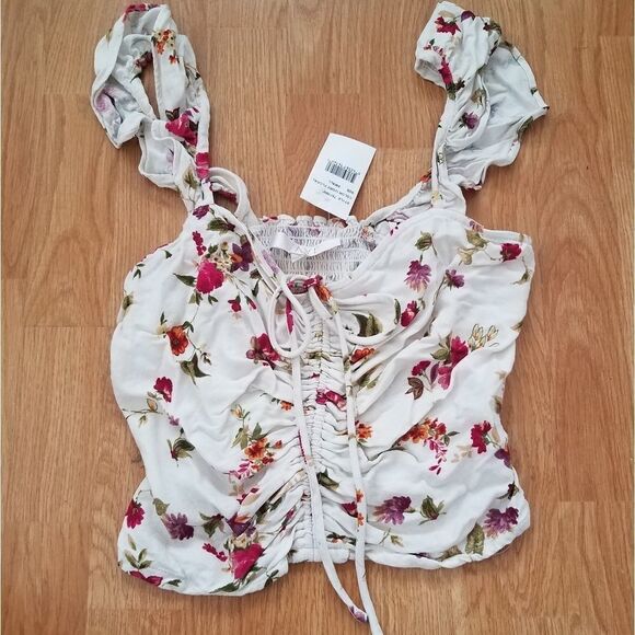 NEW Wayf Calais Floral Print Crop Top Sz Small - Picture 3 of 8